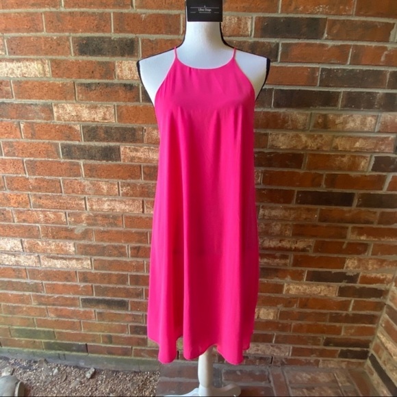 Everly High Neck Trapeze Pink Dress Size L - Picture 4 of 13